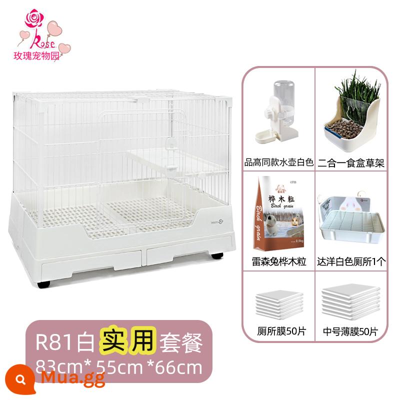 Lồng thỏ Dayang R81 ngăn kéo đôi chống lại con thỏ Năng hộ gia đình LỚN RABBIT LITCH Lợn tự động lồng phân Cage - Gói thực hành Dayang 81 White