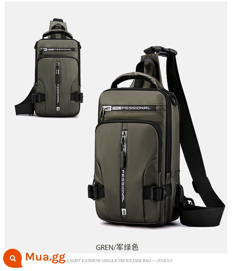 Túi nam 2021 BOYS BOYS CROSS -SHOULDER Túi Messenger Trước khi ra ngoài, Túi ngực thông thường thủy triều đa chức - Quân đội xanh