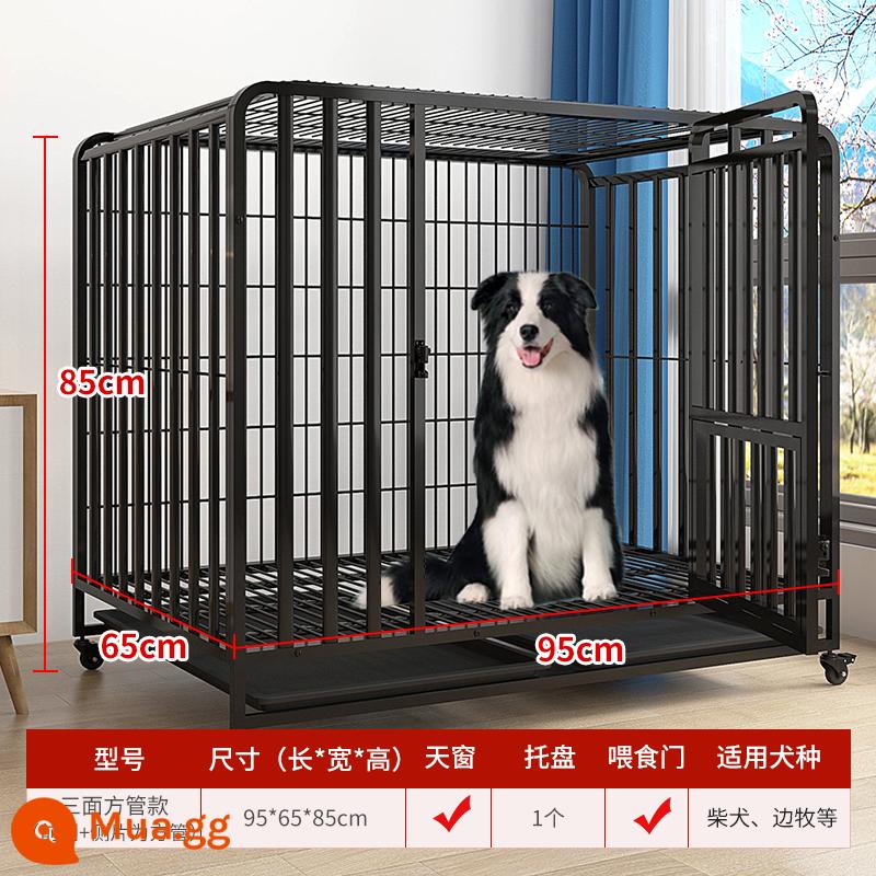 Chuồng chó lớn chó Border Collie chuyên dụng Labrador đa năng cỡ trung full ống vuông thú cưng có vệ sinh tách ngoài trời - Loại C [Đen] Ống vuông ba cạnh "95*65*85" ❤Giá thấp