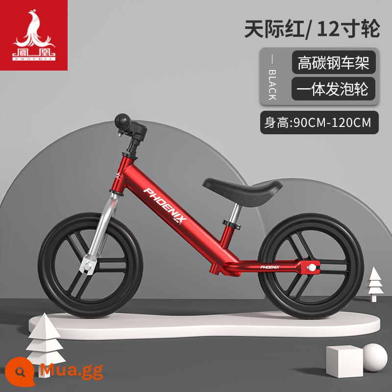 Xe thăng bằng Phoenix trẻ em không bàn đạp 1-3-6 tuổi xe trượt Scooter bé xe yoyo xe trượt scooter tự hành nam nữ - Bánh xe xốp thép carbon cao 12 inch [Yunji Red] Chiều cao 85-120