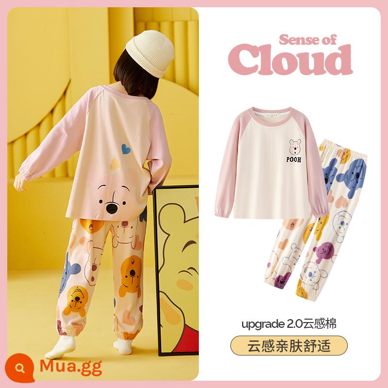 Bộ đồ ngủ bé gái mùa xuân và mùa thu cotton nguyên chất dài tay phù hợp với trẻ em hoạt hình bé gái dễ thương bé trai lớn quần áo mặc ở nhà mùa thu - YQ-9158 (Bông nguyên chất như mây UP 2.0)