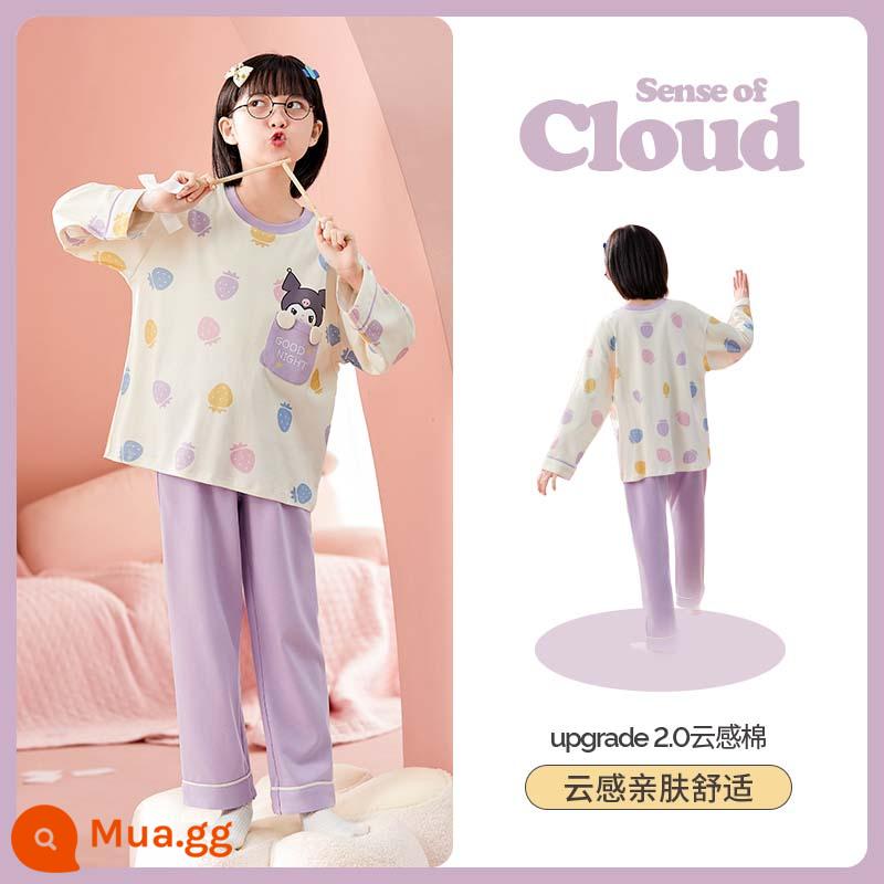 Bộ đồ ngủ bé gái mùa xuân và mùa thu cotton nguyên chất dài tay phù hợp với trẻ em hoạt hình bé gái dễ thương bé trai lớn quần áo mặc ở nhà mùa thu - YQ-9277 (Bông nguyên chất như mây UP 2.0)