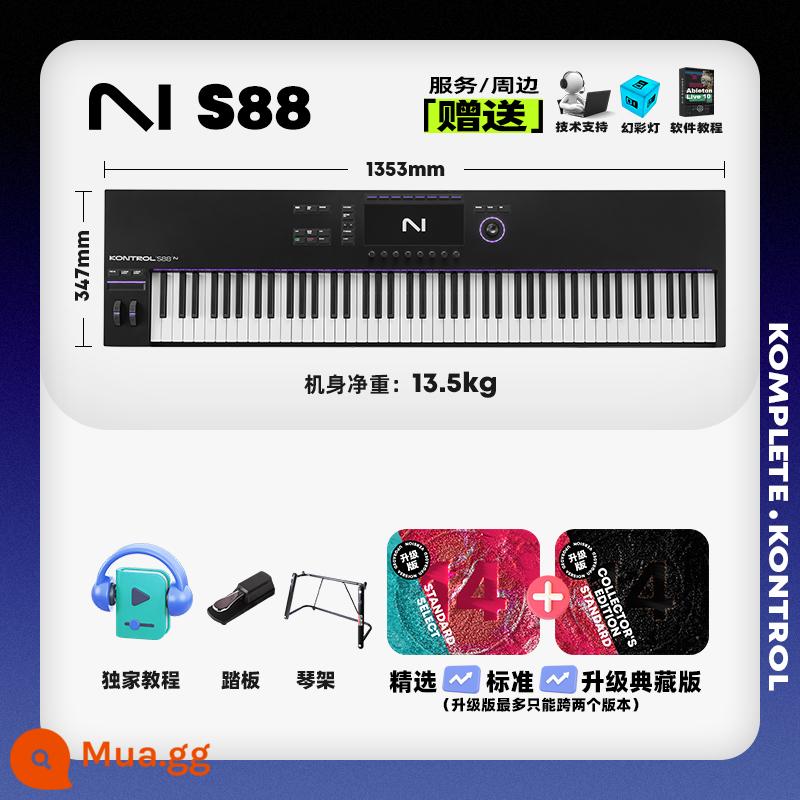 NI KOMPLETE M32 S61MK2 Bộ điều khiển bàn phím MIDI thông minh 88 phím cho người mới bắt đầu sản xuất - Người dùng mới sớm sử dụng S88 MK3+ bộ sưu tập nguồn âm thanh nâng cấp + giá đỡ đàn piano + bàn đạp [bao gồm quà tặng và dịch vụ tiêu chuẩn]