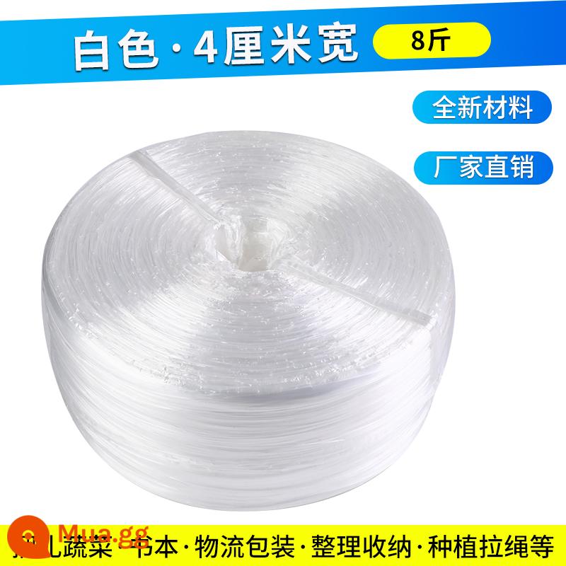 Dây ràng buộc bằng nhựa 5 catties đóng gói dây nylon cỏ bóng dây ràng buộc dây buộc dây trắng niêm phong nhà máy bán hàng trực tiếp - Chất liệu mới màu trắng, rộng 4cm và nặng 8kg