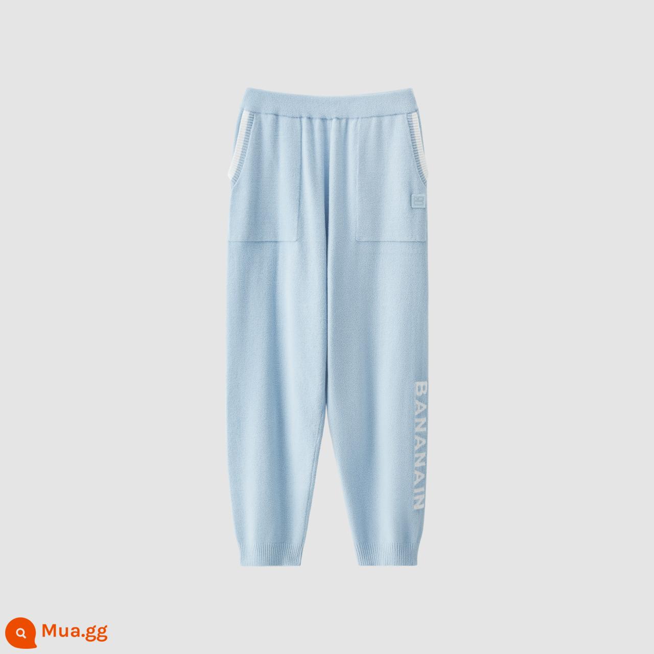 Chuối bên trong nhung 505P nửa nhung quần pyjama nữ quần nam cotton nguyên chất ống thẳng có chân cặp đôi quần mặc nhà mùa thu đông - [Bà] Thủy Lan