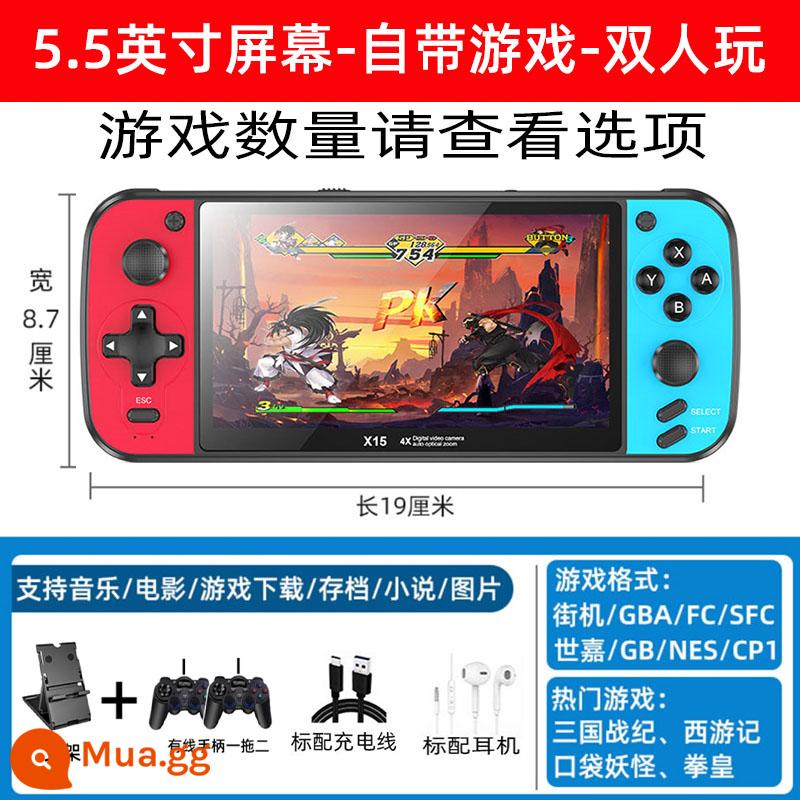 Tay Cầm Chơi Game Di Động PSP Cầm Tay Hoài Cổ Phiên Bản Cổ Điển Arcade Trẻ Em Đồ Chơi Giáo Dục Quà Tặng Sinh Nhật Sạc - 5.5 inch 8G mới màu đỏ và xanh với 2 bộ điều khiển, khoảng 5000 trò chơi