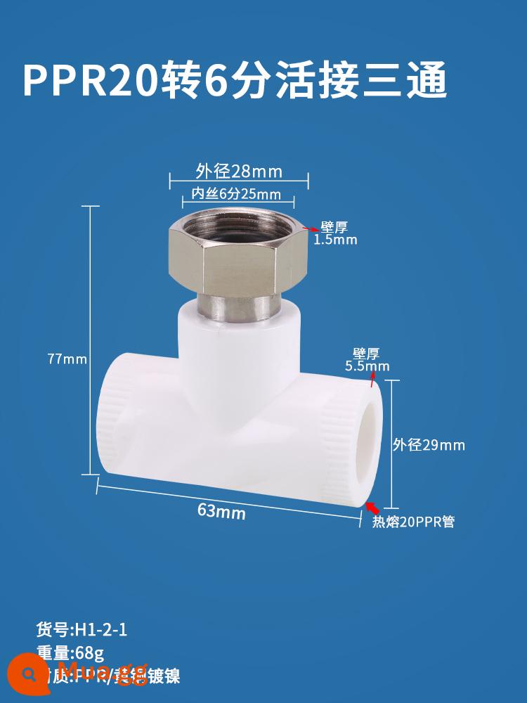 phụ kiện ống nước ppr 4 phút 6 phút liên kết dây bên trong Dây ngoài 1 inch đến 20PPR khuỷu tay trực tiếp đôi tee nóng chảy - Tee: 20ppr đến 6 điểm liên minh