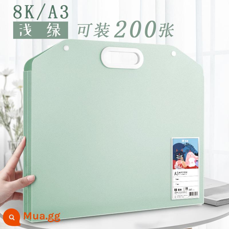 Album ảnh 4K giấy vẽ túi đựng tranh lưu trữ kẹp tranh bộ sưu tập tác phẩm sách sưu tập Túi lưu trữ di động 8K giấy phác thảo thư mục a3 tác phẩm nghệ thuật hội họa giấy vẽ tranh của trẻ em mở lưu trữ tranh vẽ - 8K/A3 xanh/có thể chứa 200 tờ