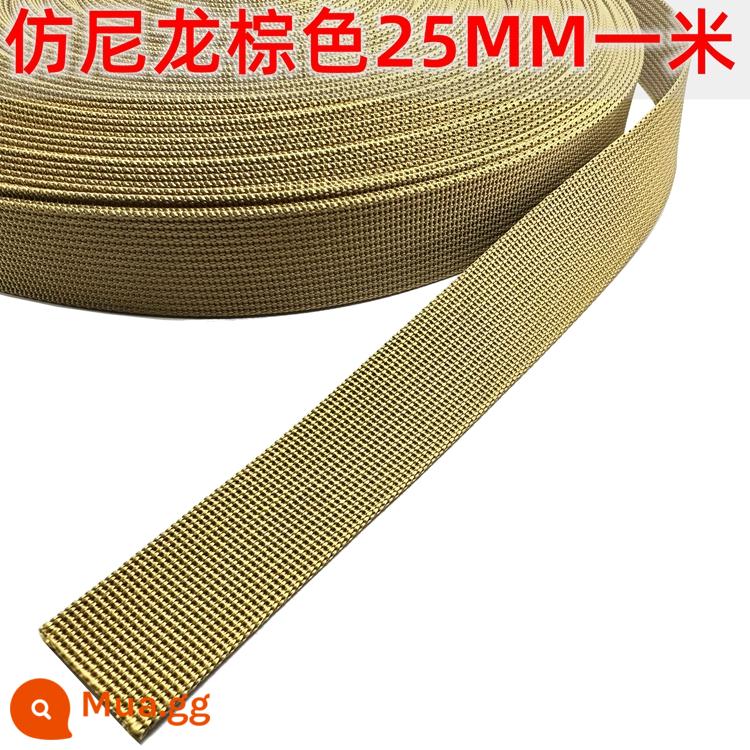 Thắt lưng ba lô vải nylon mật độ cao vải phẳng túi leo núi vải mạnh hơn Shengji nhập khẩu từ Hàn Quốc - Giả nylon nâu 25MM một mét