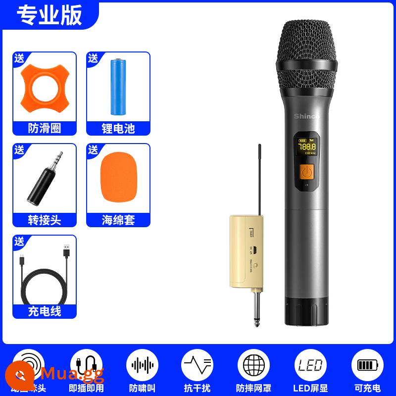 Xinke micro không dây một cho hai micro hát karaoke gia đình KTV sân khấu biểu diễn chuyên dụng đầu thu đa năng - [Phiên bản chuyên nghiệp] Micrô đơn (Chất lượng âm thanh Metal FM*HD)