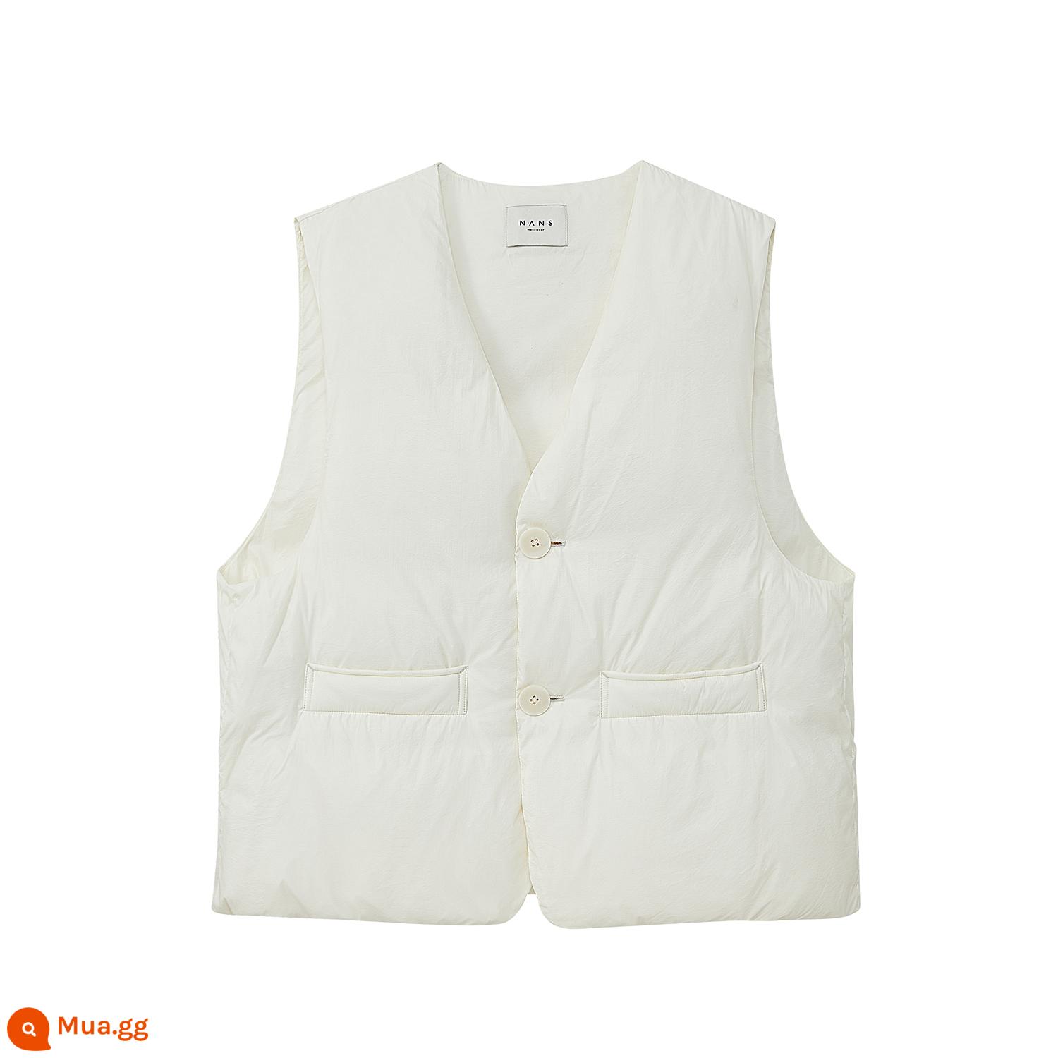 [NANS] Cảm giác cotton mật độ cao Công nghệ ba lớp Teflon không có thiết kế chần bông Áo vest cổ chữ V hình bóng đơn giản - TRẮNG/đốm trắng sữa