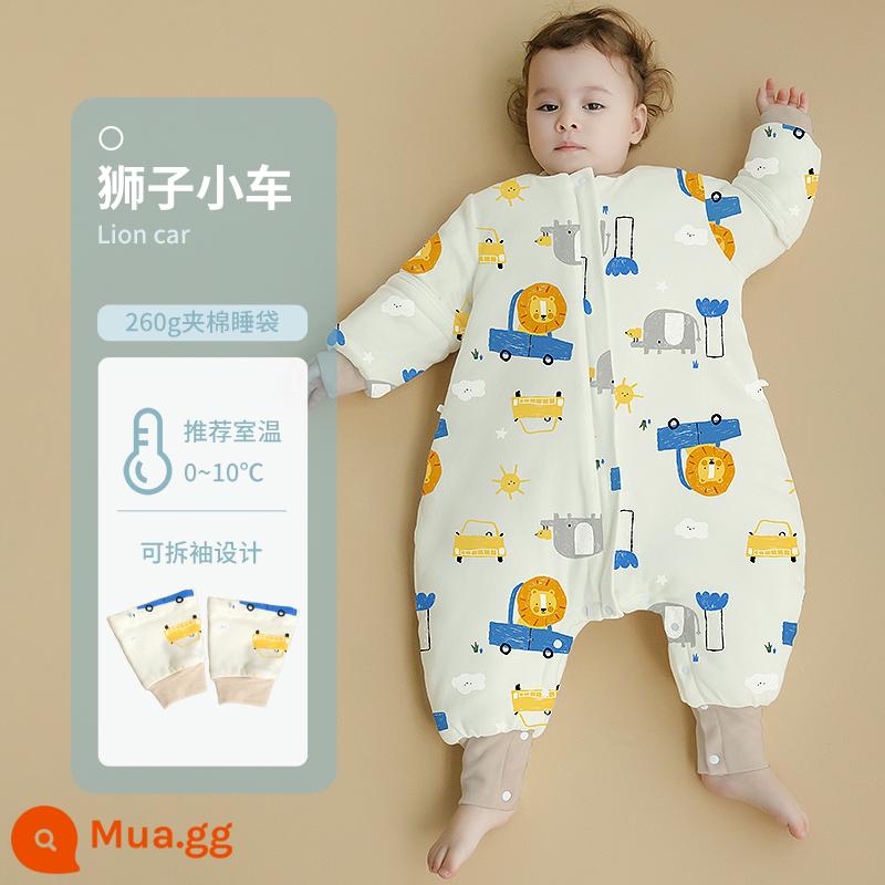 Túi Ngủ Cho Bé Mùa Thu Đông Túi Ngủ Dày Bằng Cotton Nguyên Chất Vỏ Chống Đá Trẻ Em Sơ Sinh Bé Sơ Sinh Xẻ Chân Túi Ngủ Đa Năng Cho Tất Cả Các Mùa - Lion (phiên bản kháng khuẩn 260g chần bông) nhiệt độ áp dụng 0-10 độ