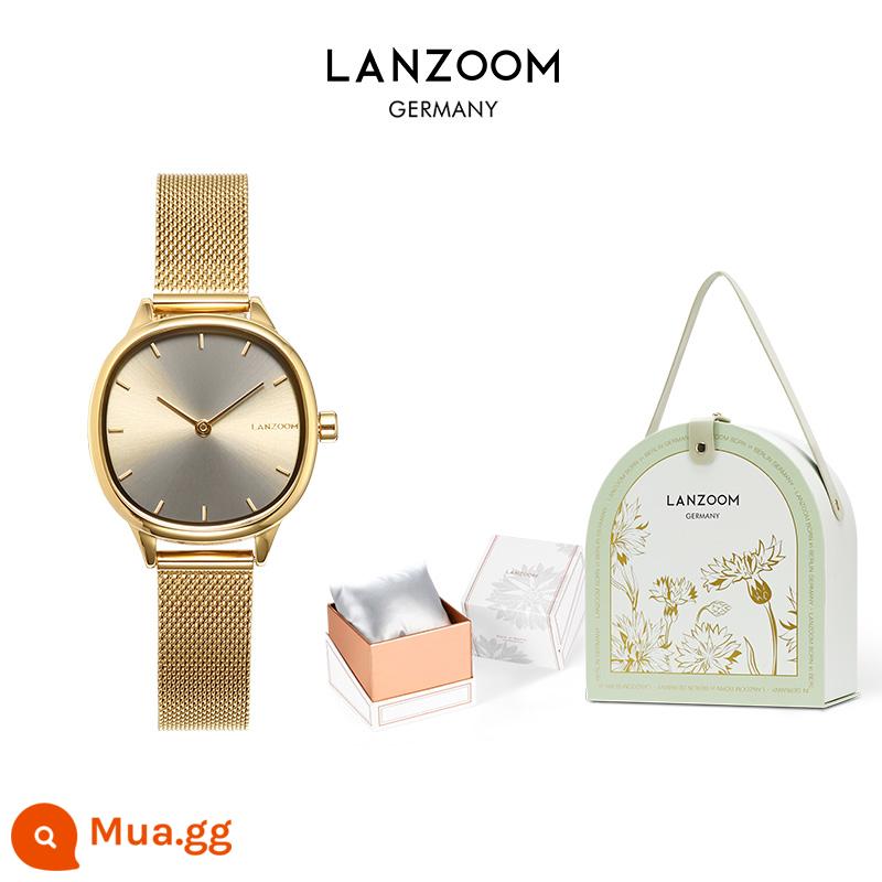 Lanzu LANZOOM đồng hồ nữ ánh sáng thích hợp của phụ nữ ánh sáng sang trọng của phụ nữ đồng hồ vuông nhỏ thời trang đích thực cao cấp cho bạn gái - Jena02-hộp quà hoa ngô