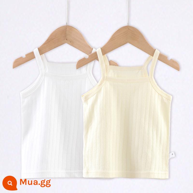 Không Xương Bé Gái Yếm 2 Cái Kim Bơm Bé Cotton Nguyên Chất Phần Mỏng Nhà Bảo Vệ Bụng Đáy Bộ Đồ Ngủ Trẻ Em Mùa Hè - vàng trắng + vàng