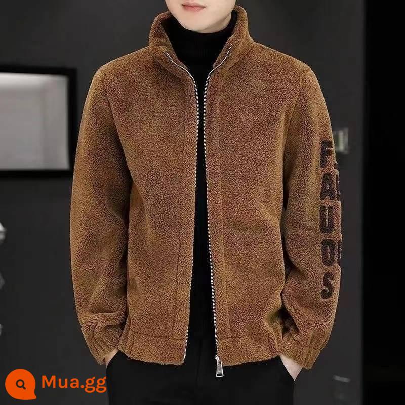 Luo Bi Mao Mao Tích hợp áo khoác nam mùa đông cộng với Velvet dày lên cao -end Velvet Count - nâu