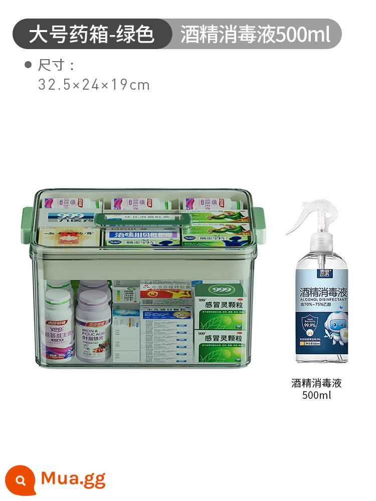 Hộp đựng thuốc gia dụng Nhật Bản, hộp đựng thuốc gia đình, hộp đựng thuốc dung tích lớn nhiều tầng, hộp đựng thuốc nhỏ cho trẻ em - ❤️[Cỡ lớn-Xanh]+[Cồn khử trùng 500ml]