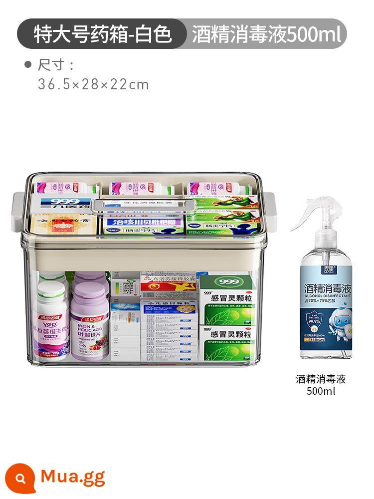 Hộp đựng thuốc gia dụng Nhật Bản, hộp đựng thuốc gia đình, hộp đựng thuốc dung tích lớn nhiều tầng, hộp đựng thuốc nhỏ cho trẻ em - ✅[Cực lớn-Trắng]+[Cồn khử trùng 500ml]