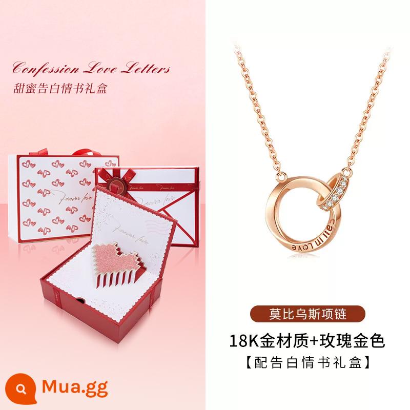 Mobius Nhẫn Vàng 18K Moissanite Vòng Cổ Nữ 2022 Đèn Mới Sang Trọng Thích Hợp Quà Tặng Giáng Sinh Cho Nữ - [Dát vàng 18K moissanite] + Hộp quà tỏ tình + Tặng giấy chứng nhận