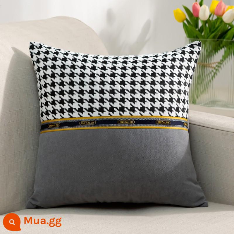 nhung cao cấp houndstooth gối nhà sofa gối vuông bìa ghế văn phòng eo đệm core - chenille houndstooth-xám