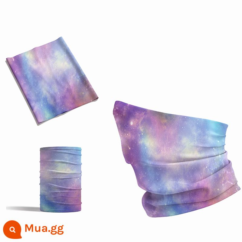 Mặt nạ kem chống nắng ngoài trời mát mẻ Magic Headscarf Ice Silk cổ chống -uv nam - bầu trời đầy sao màu tím