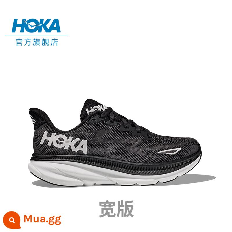 Giày chạy bộ nam HOKA ONE ONE Clifton 9 Clifton 9 C9 đệm, đàn hồi, nhẹ và thoáng khí - Đen/Trắng - Phiên bản rộng