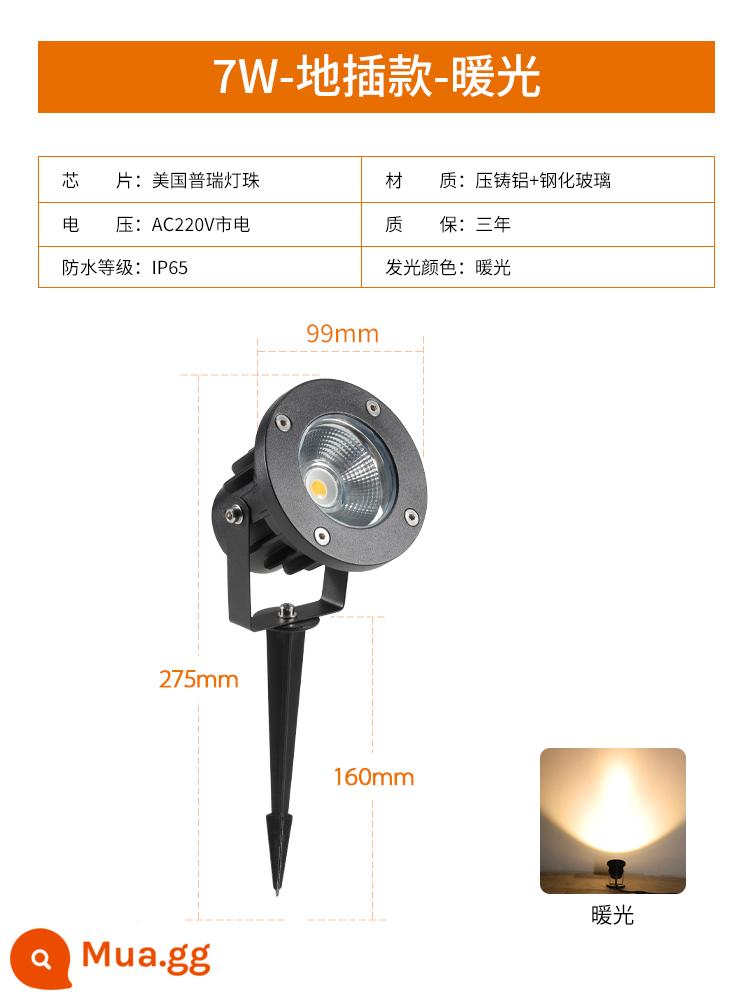 Đèn cây led đèn cây cảnh quan nổi bật ngoài trời không thấm nước bãi cỏ ánh sáng lắp vào mặt đất sân vườn lũ lụt ngoài trời - Đèn ấm cắm đất 7W