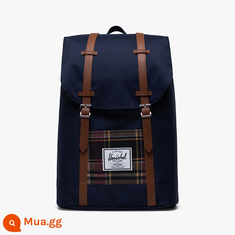 Ba lô Herschel Hexing Retreat19.5L Ba lô nam nữ Casual Tide Thương hiệu du lịch Dung lượng lớn Cặp đi học - Laptop 15 inch kẻ sọc màu chàm/xanh nâu (19,5L)