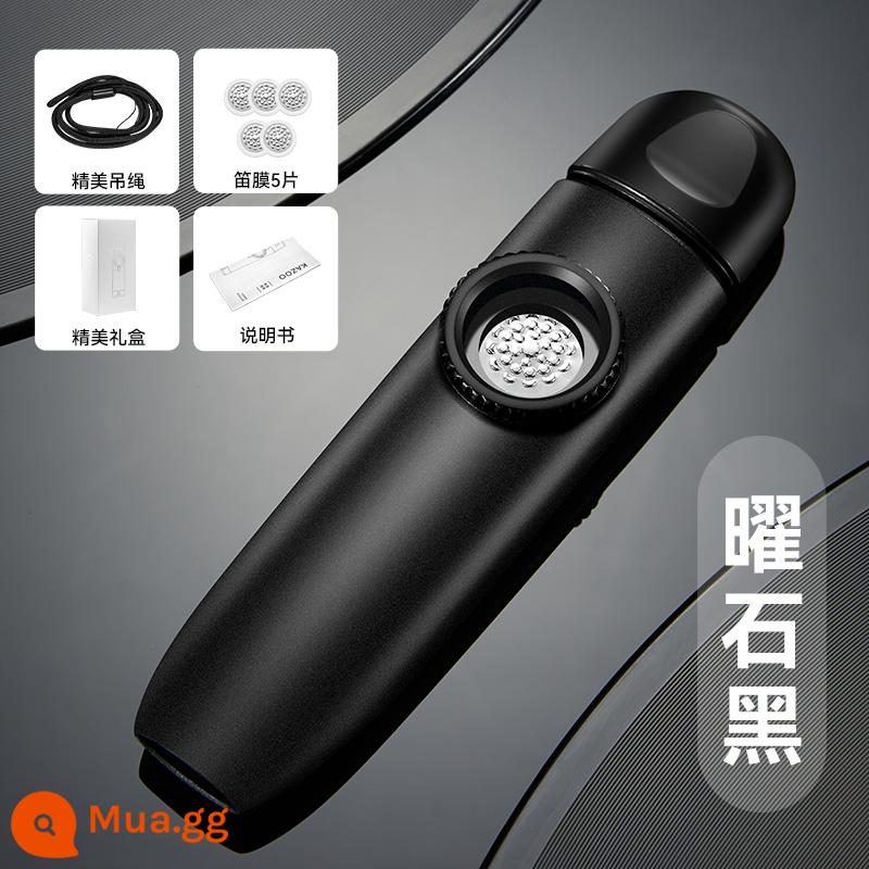 Nhạc cụ kazoo chuyên nghiệp chơi KAZOO với âm lượng lớn chơi nhạc cụ guitar của nhạc cụ phương Tây mà không cần học - Mô hình cơ bụng đen Obsidian + dây buộc miễn phí + 5 miếng phim sáo + video hướng dẫn