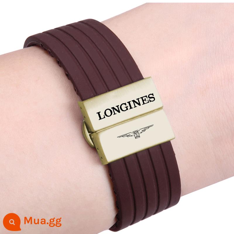 Longines Concas Dây Cao Su L2 Silicone Thợ Thủ Công Nổi Tiếng Giai Đoạn Mặt Trăng 8 Kim Boya L4 Quân Kỳ Gia Lan Nam Tiên Phong 21 - Thắt lưng nâu + khóa vàng