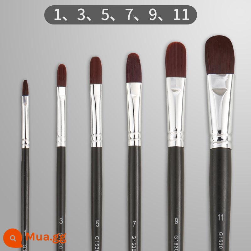 Marley nylon gouache brush wine red vịt lưỡi bàn chải sơn dầu acrylic bột màu màu nước bút màu sinh viên nghệ thuật đặc biệt que dài nylon hàng bút G1630 vật liệu vẽ cọ - Cọ sơn nylon lưỡi vịt 6 cây số đơn (No. 1.3.5.7.9.11)