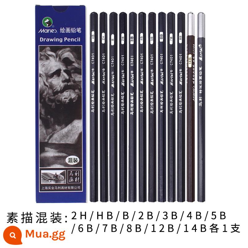 Marley bút chì vẽ tranh bút chì carbon cho người mới bắt đầu phác thảo 2h6b8b14b bút phác thảo mềm trung bình cứng vẽ 2 đến 4b nguồn cung cấp nghệ thuật thương hiệu mã lực 12b bộ tranh hb nghệ thuật sinh viên công cụ đặc biệt - Phác thảo 12 gói gồm 2 gói (2H/HB/B/2B/3B/4B/5B/6B/7B/8B/12B/14B) mỗi gói 1 gói