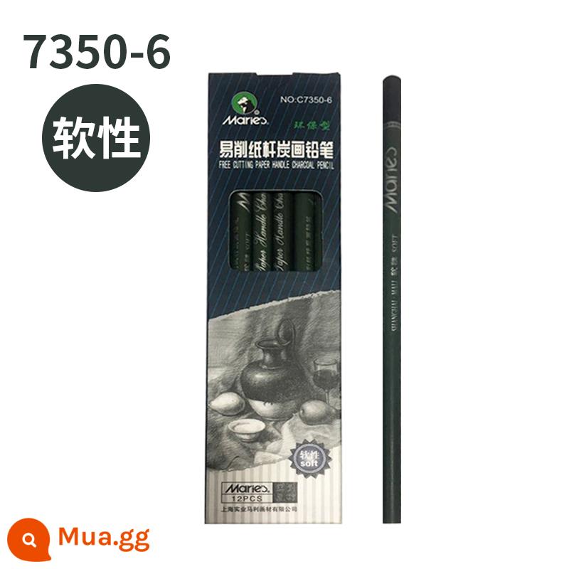 Marley bút chì vẽ tranh bút chì carbon cho người mới bắt đầu phác thảo 2h6b8b14b bút phác thảo mềm trung bình cứng vẽ 2 đến 4b nguồn cung cấp nghệ thuật thương hiệu mã lực 12b bộ tranh hb nghệ thuật sinh viên công cụ đặc biệt - Than mềm cuộn giấy C7350-6 (12 miếng trong hộp)