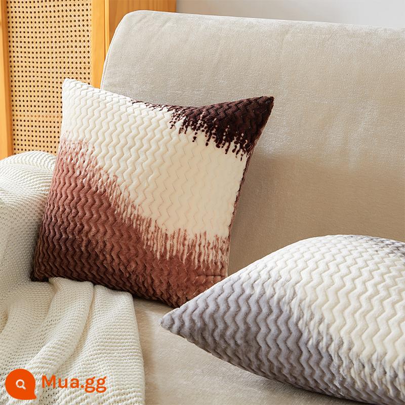 Mèo cảm giác gối mùa thu đông sang trọng kem ins sofa phòng khách eo gối đầu giường cotton áo gối đầu giường gối đệm - Gối màu nâu Pingyao