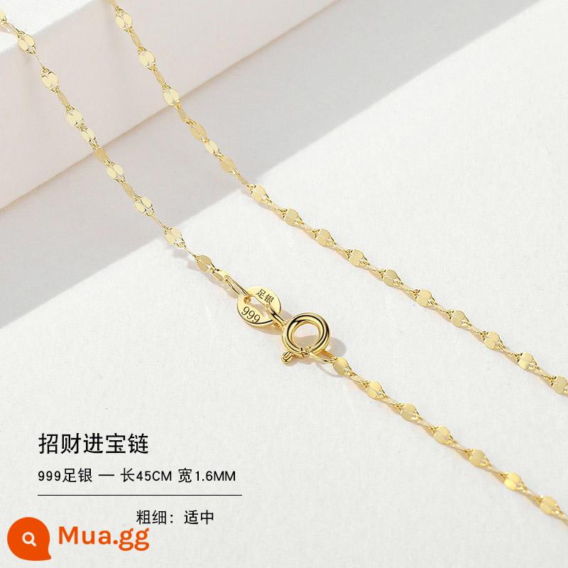 Vòng cổ bạc 999 nữ vàng 18k không có mặt dây chuyền bạc mới dây chuyền mạ vàng treo dây trơn dây chuyền vàng 925 dây chuyền vàng màu - Dây chuyền may mắn và kho báu dài 45CM-999