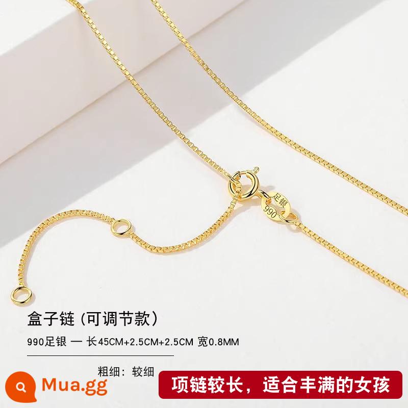 Vòng cổ bạc 999 nữ vàng 18k không có mặt dây chuyền bạc mới dây chuyền mạ vàng treo dây trơn dây chuyền vàng 925 dây chuyền vàng màu - Chiều dài dây chuyền hộp 45+2.5+2.5CM-990