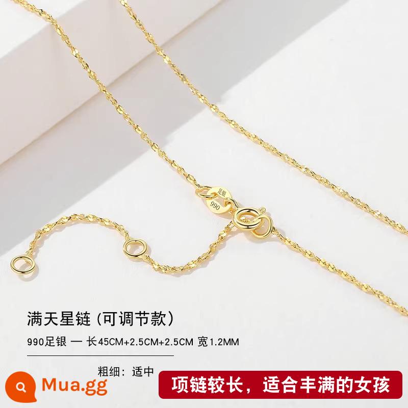 Vòng cổ bạc 999 nữ vàng 18k không có mặt dây chuyền bạc mới dây chuyền mạ vàng treo dây trơn dây chuyền vàng 925 dây chuyền vàng màu - Chiều dài chuỗi Gypsophila 45+2.5+2.5CM-990