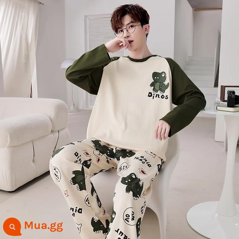 Bộ đồ ngủ nam mùa xuân và mùa thu cotton nguyên chất tay dài mỏng hoạt hình thanh thiếu niên mùa hè cỡ lớn bé trai có thể mặc ở nhà - 88504 nam.