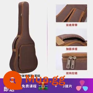 Đàn Guitar Túi 36 38 39 41 40 Inch Đa Năng Đàn Guitar Túi Dày Đàn Guitar Gỗ Túi Cao Cấp Chống Nước Dân Gian Ba ​​Lô - Mẫu cực dày 40/41 inch - nâu trà + 1 dây + 3 gắp