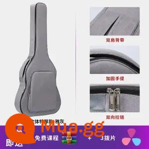 Đàn Guitar Túi 36 38 39 41 40 Inch Đa Năng Đàn Guitar Túi Dày Đàn Guitar Gỗ Túi Cao Cấp Chống Nước Dân Gian Ba ​​Lô - Mẫu cực dày 40/41 inch - màu xám trang nhã + 1 dây + 3 phím đàn