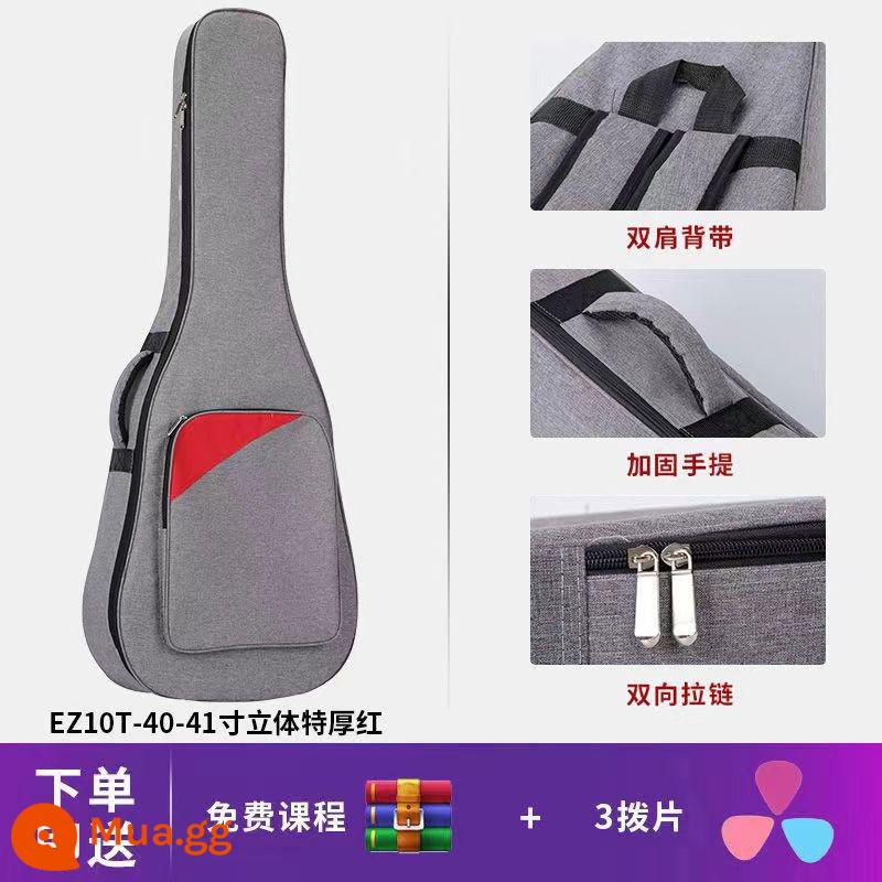 Đàn Guitar Túi 36 38 39 41 40 Inch Đa Năng Đàn Guitar Túi Dày Đàn Guitar Gỗ Túi Cao Cấp Chống Nước Dân Gian Ba ​​Lô - 40/41 inch cực dày màu đỏ + 1 dây + 3 phím đàn