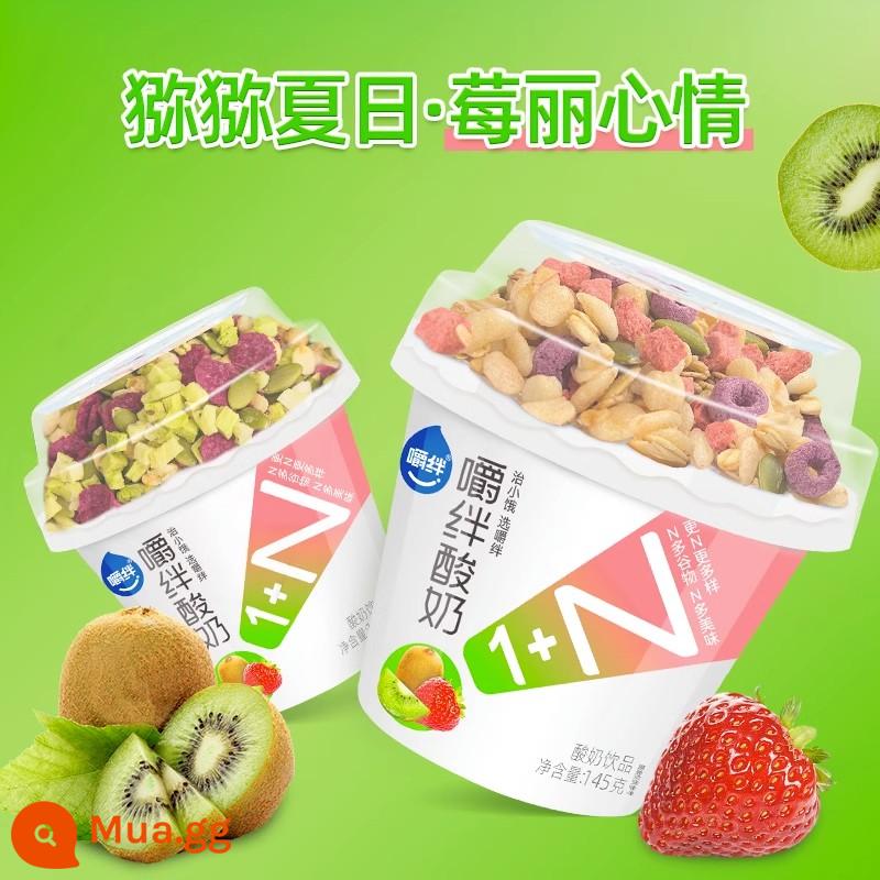 Nhai sữa chua Mô hình nổ rung động dụng ăn sữa chua bột yogurt Bữa ăn lớn thay thế phụ nữ mang thai hộp đầy đủ hộp sữa chua - [157g*6 cốc]★Dâu 3+Kiwi 3