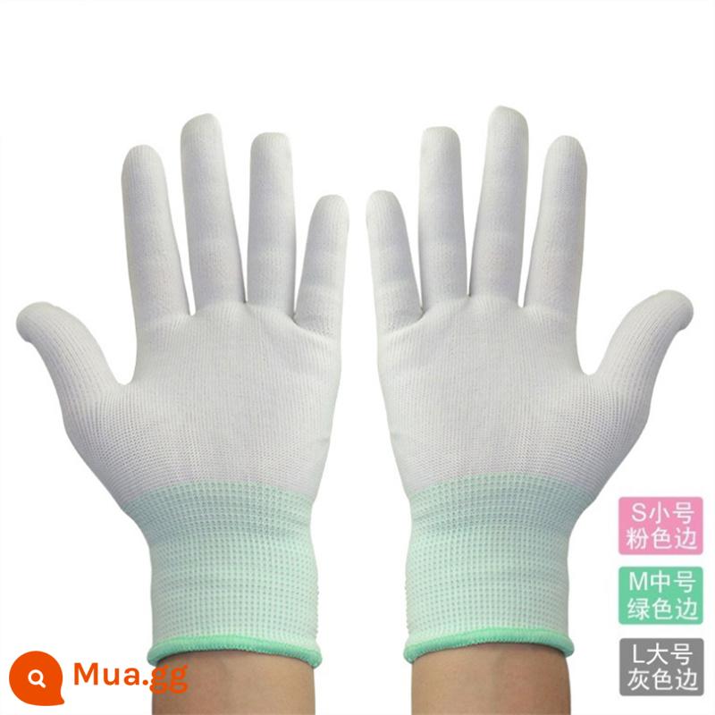 36 đôi mùa hè sợi nylon siêu mỏng thoáng khí găng tay lao động bảo hiểm lao động đàn hồi lái xe chống nắng cho nam và nữ quà tặng - 36 đôi găng tay nylon trắng (mặt xanh)