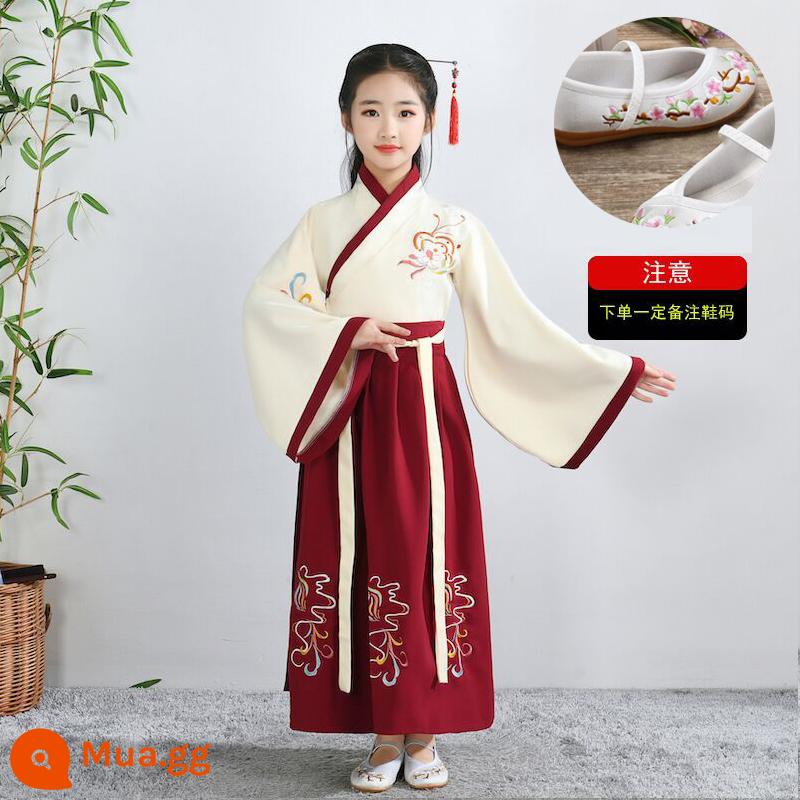 Hanfu trẻ em, tiết mục khai mạc trường mẫu giáo bé gái, trang phục bé trai phong cách Trung Hoa, đồng phục học sinh Trung Quốc, trang phục biểu diễn tiểu học nữ - Giày F-Z+ nữ màu be và màu hạt dẻ, vui lòng lưu ý cỡ giày