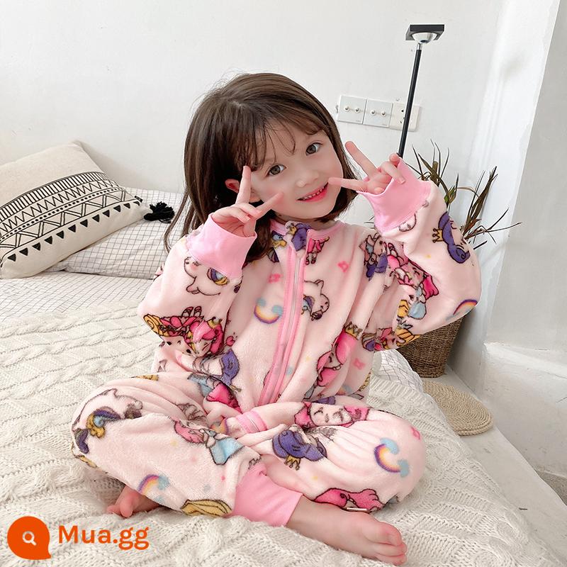 Túi ngủ bé vào mùa thu và mùa đông em bé Pyjamas Boys, Boys, cộng với cú hích san hô dày - Công chúa nhỏ màu hồng (flannel)