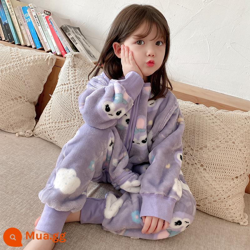 Túi ngủ bé vào mùa thu và mùa đông em bé Pyjamas Boys, Boys, cộng với cú hích san hô dày - Màu tím