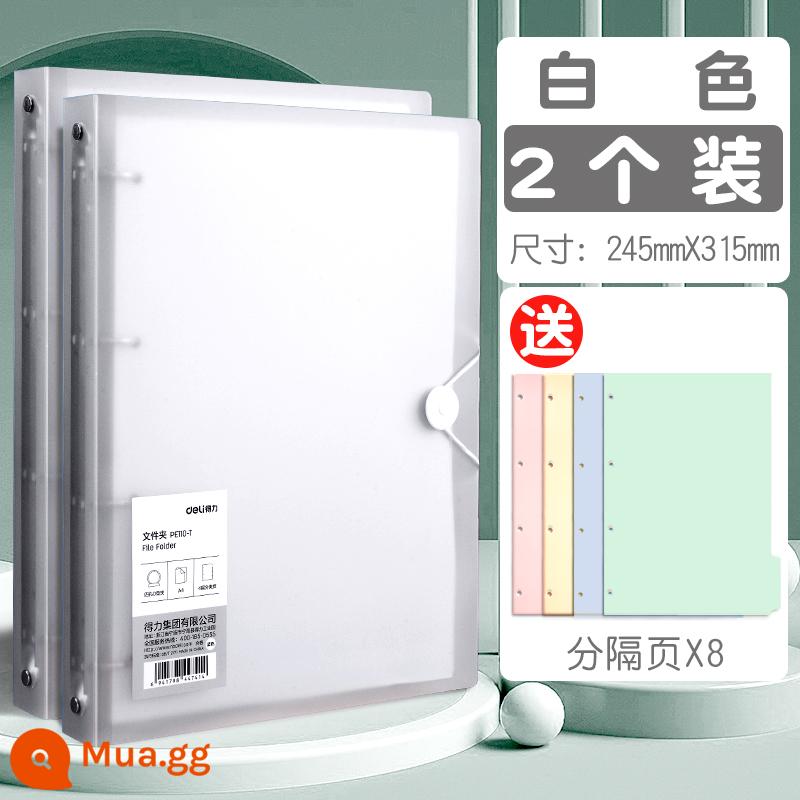 Đục lỗ 4 lỗ a4 mạnh mẽ Dụng cụ giao hàng kẹp tờ rơi 4 lỗ lưu trữ thư mục tờ rời 4 lỗ kẹp sách trong suốt kẹp giấy kẹp thông tin sách hoàn thiện giấy kiểm tra vỏ tạo tác chèn túi kẹp giấy dung lượng lớn - Gói 2 - [Trắng] + 8 trang riêng biệt đi kèm