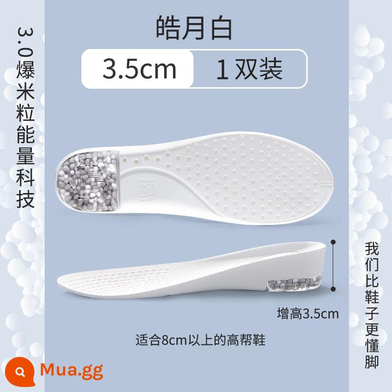 Nanjiren 2 đôi lót tăng chiều cao full lòng bàn tay dành cho nam và nữ giày thể thao tăng chiều cao tàng hình Martin boots cho đôi chân không mỏi - 1 đôi] Haoyue White 3.5cm | Nâng cấp ♥ Gót bằng bỏng ngô silicon