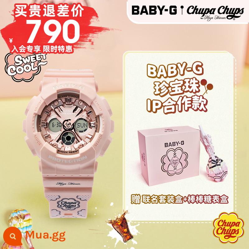 Đồng hồ CASIO nữ hạt ngọc trai baby-g liên doanh trang web chính thức mới giới hạn đồng hồ điện tử thể thao BA130 - 3.BA-130-4APRC [Sữa dâu hợp tác Chupa Chupa]