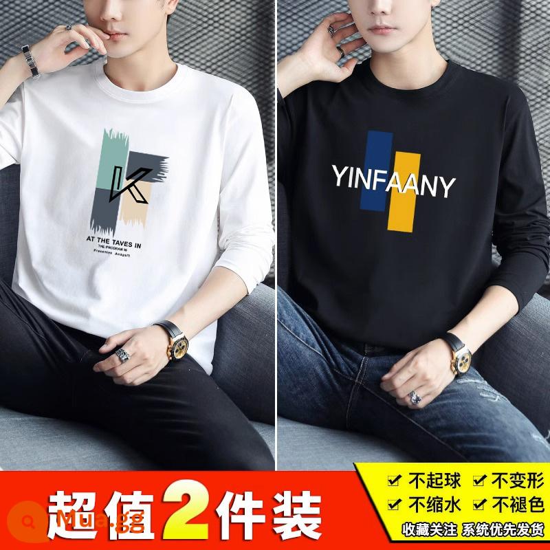 Semir Nhóm Áo Thun Nữ Tay Dài In Nam 2023 Mới Xuân Thu Hợp Thời Trang Quần Áo Thu Đông Cotton Đáy Áo Sơ Mi - 23-905 trắng + 2174 đen