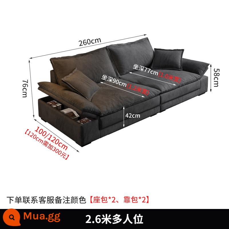 Hiện đại tối giản sofa phòng khách công nghệ vải căn hộ nhỏ Bắc Âu Ý tối giản vải ánh sáng cao su sang trọng xuống ghế sofa - Thêm 2,6 mét chỗ ngồi